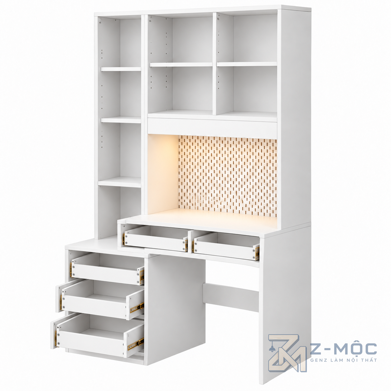 Bàn Học Liền Tủ Kính Có Bảng Treo Đồ ZM-70089 - ảnh chi tiết 5