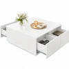 Bàn Trà Gỗ MDF Dáng Vuông Nhiều Ngăn Kéo ZM-91008 - 850x850x400mm - ZM-91008.1