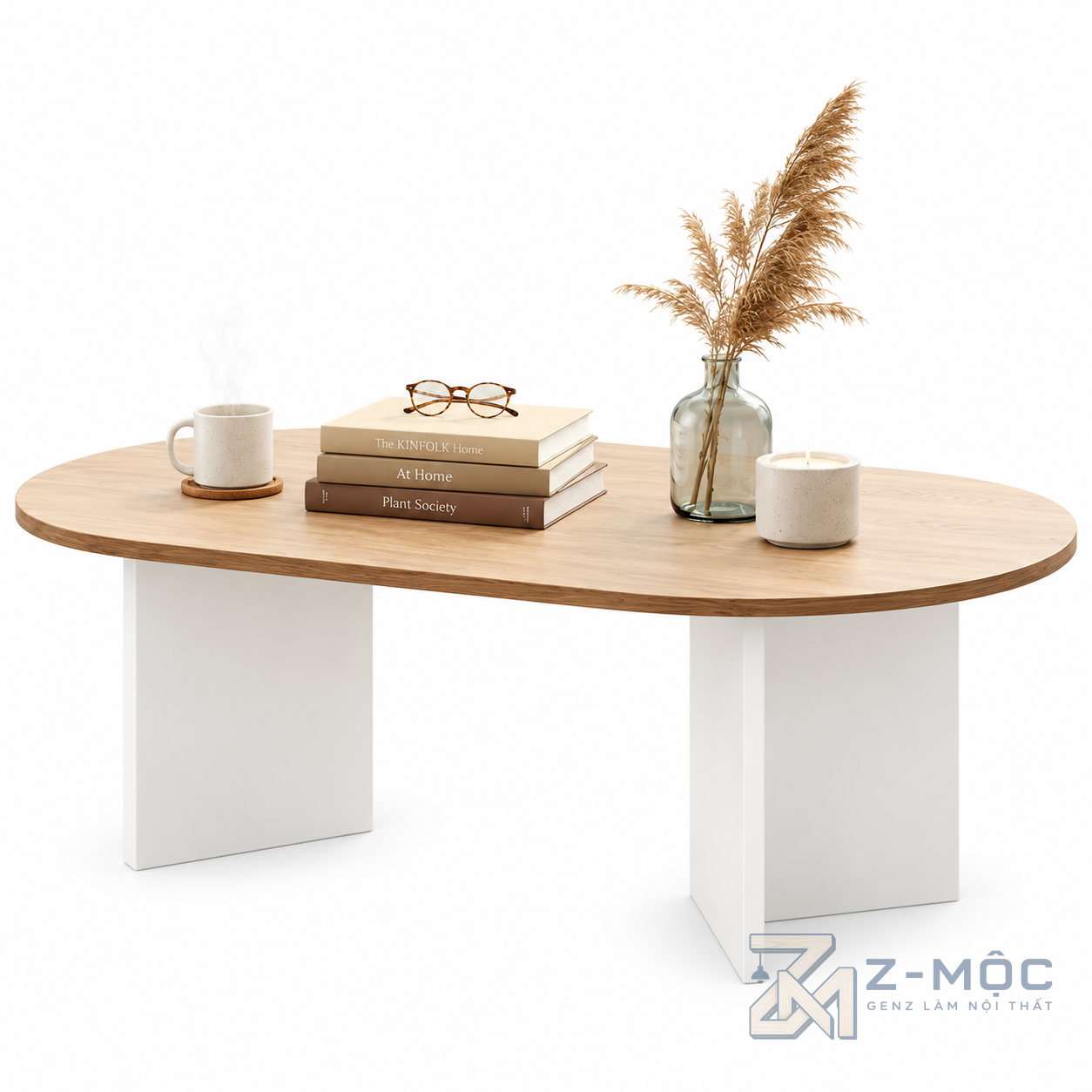 Bàn Trà Oval Xanh Phối Trắng Hiện Đại ZM-91005 - ảnh chi tiết 1
