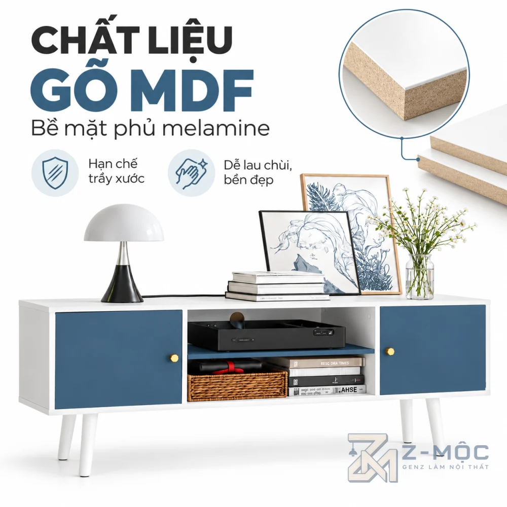 Chất liệu gỗ MDF phủ melamine