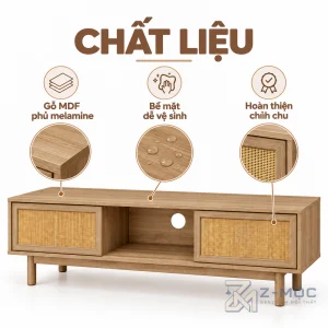 Chất liệu gỗ MDF phủ melamine bền đẹp
