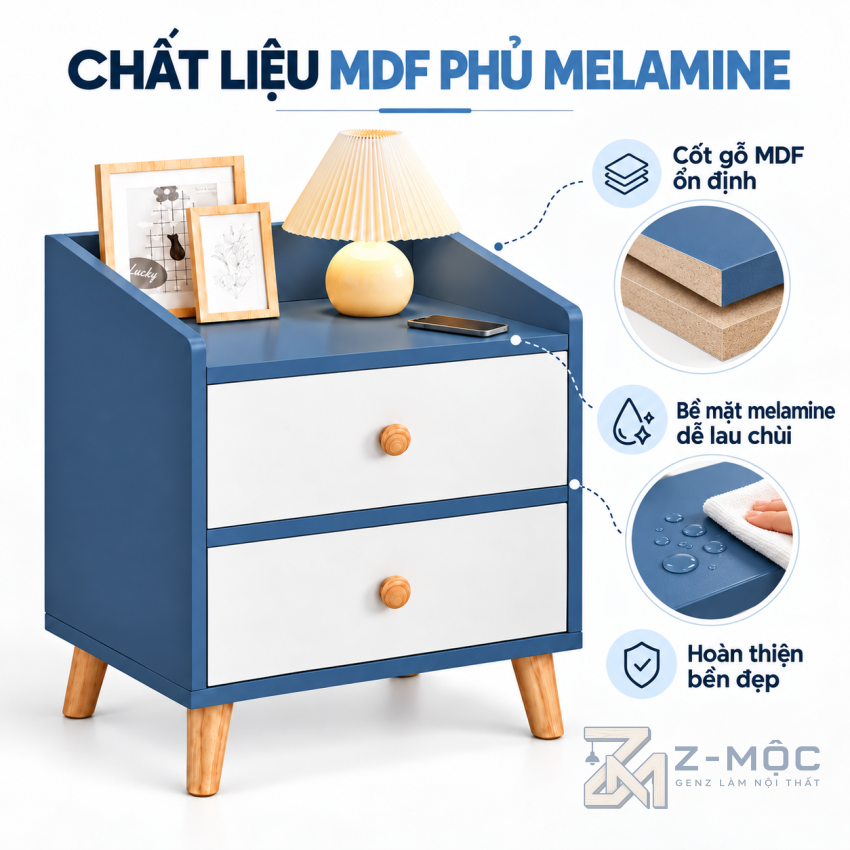Chất Liệu Gỗ MDF Phủ Melamine Bền Đẹp, Dễ Vệ Sinh