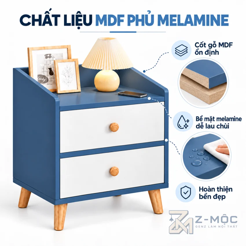 Chất Liệu Gỗ MDF Phủ Melamine Bền Đẹp, Dễ Vệ Sinh
