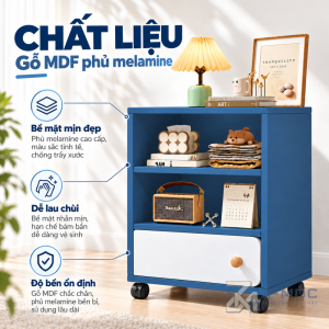 Chất liệu gỗ MDF phủ melamine bền đẹp, dễ vệ sinh
