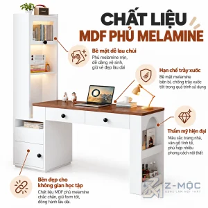 Chất Liệu Gỗ MDF Phủ Melamine Bền Đẹp, Dễ Vệ Sinh