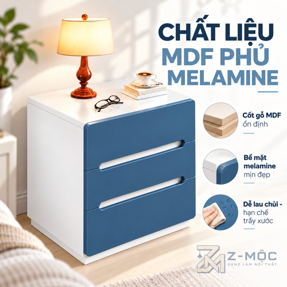 Chất Liệu Gỗ MDF Phủ Melamine Bền Đẹp, Dễ Vệ Sinh