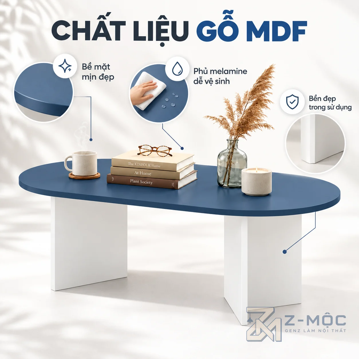 Chất liệu gỗ MDF phủ melamine bền đẹp