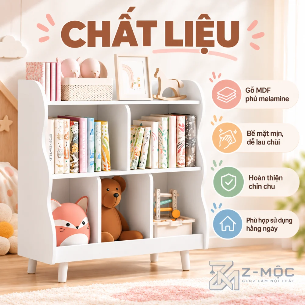 Chất liệu gỗ MDF phủ melamine dễ vệ sinh