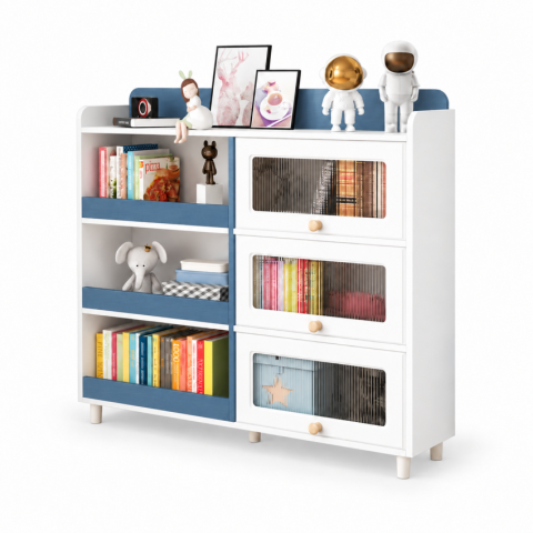 Giá Sách Cánh Kính Lật Lên Hiện Đại Xanh Trắng ZM-71016