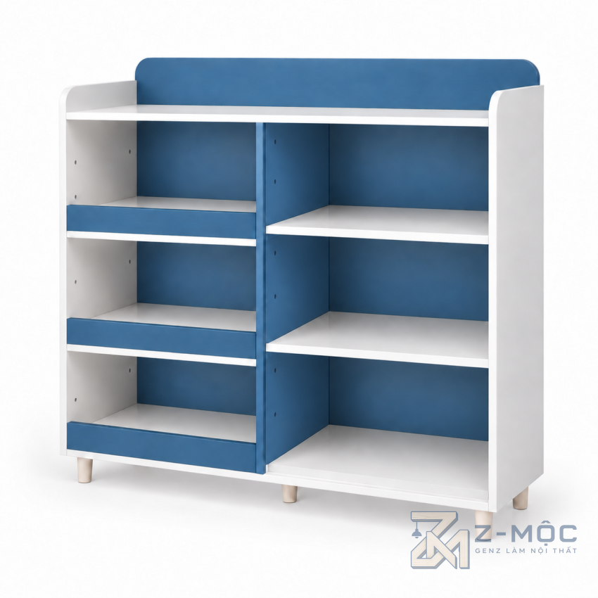 Giá Sách Cánh Kính Lật Lên Hiện Đại Xanh Trắng ZM-71016 - ảnh chi tiết 6
