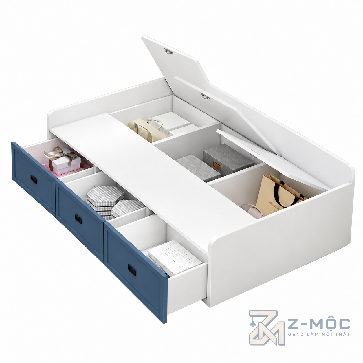 Giường Ngủ Gỗ MDF Có Ngăn Kéo Đơn Giản ZM-11053 - ảnh chi tiết 6
