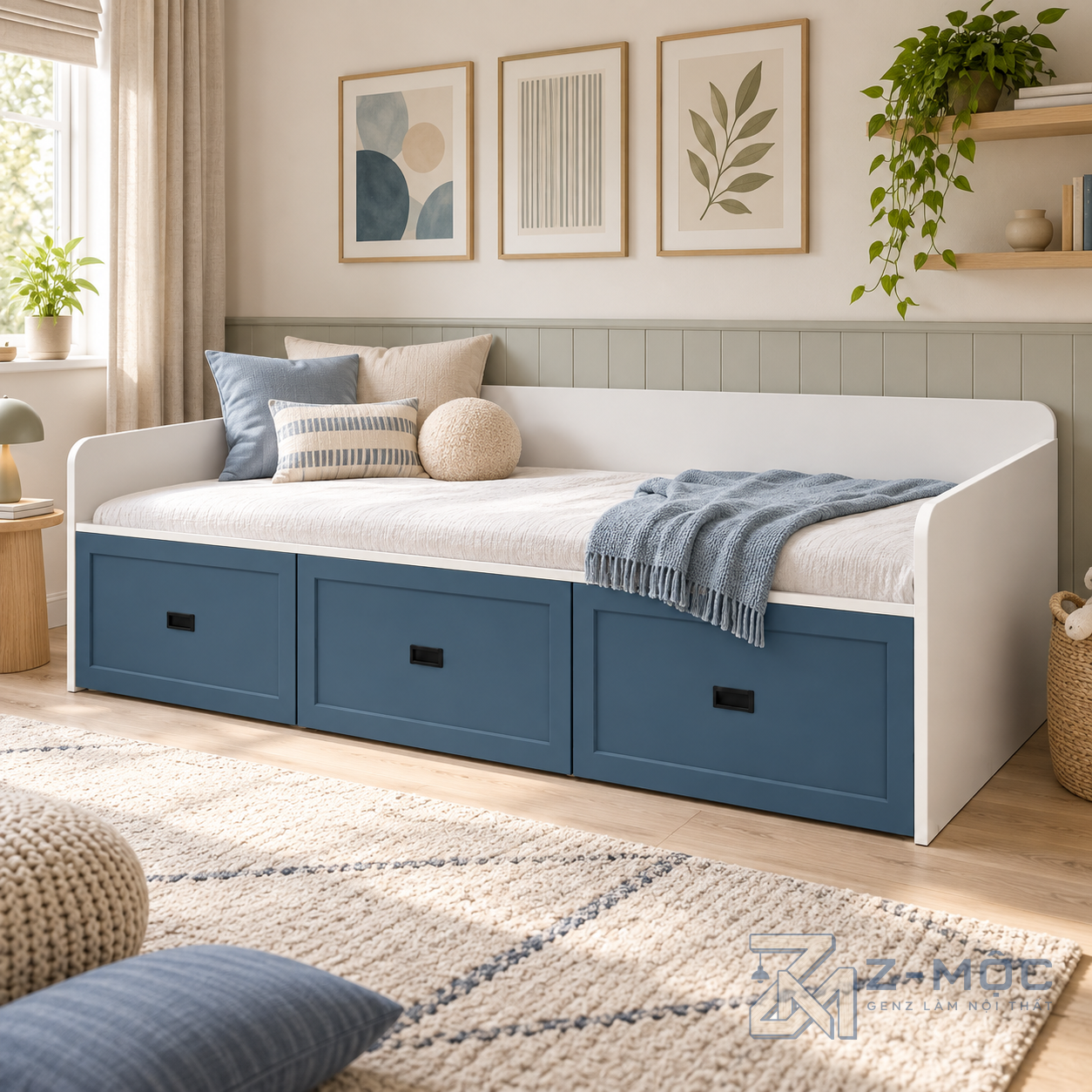 Giường Ngủ Gỗ MDF Có Ngăn Kéo Đơn Giản ZM-11053 - ảnh chi tiết 7