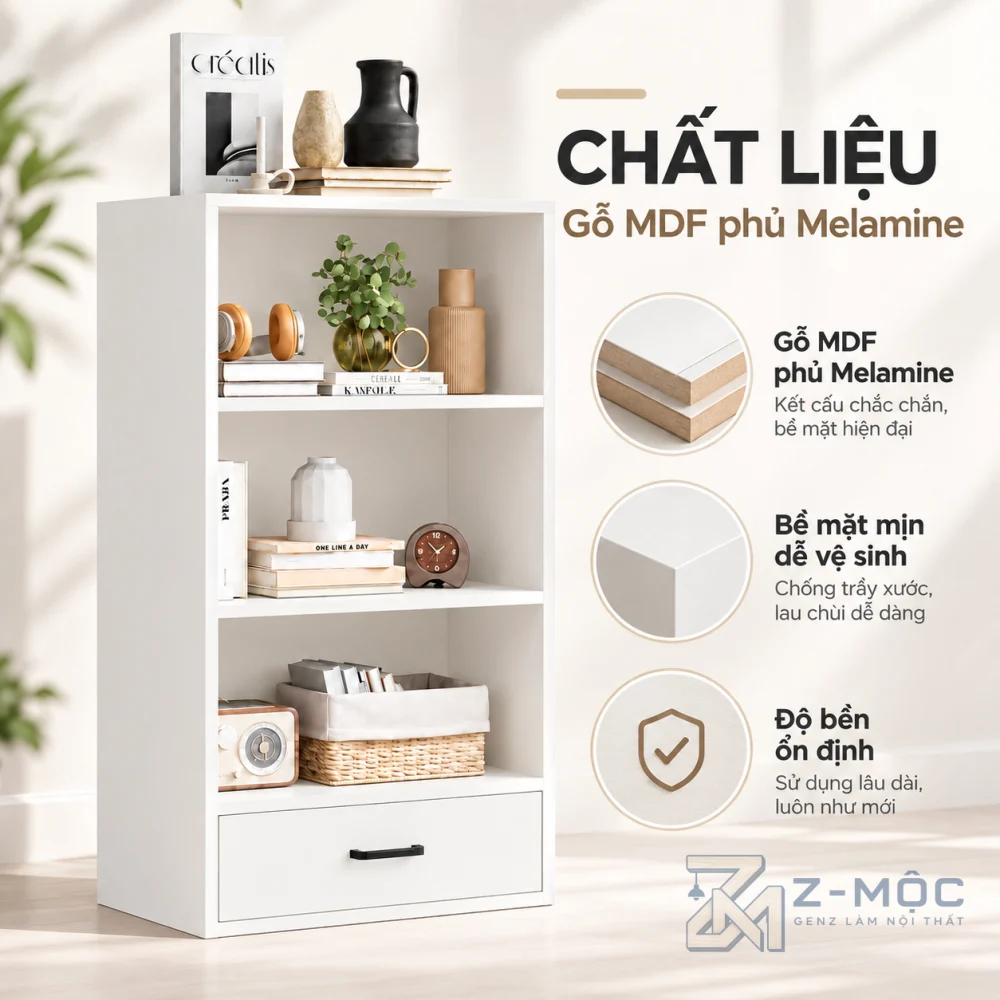 Gỗ MDF phủ melamine bền đẹp, dễ vệ sinh