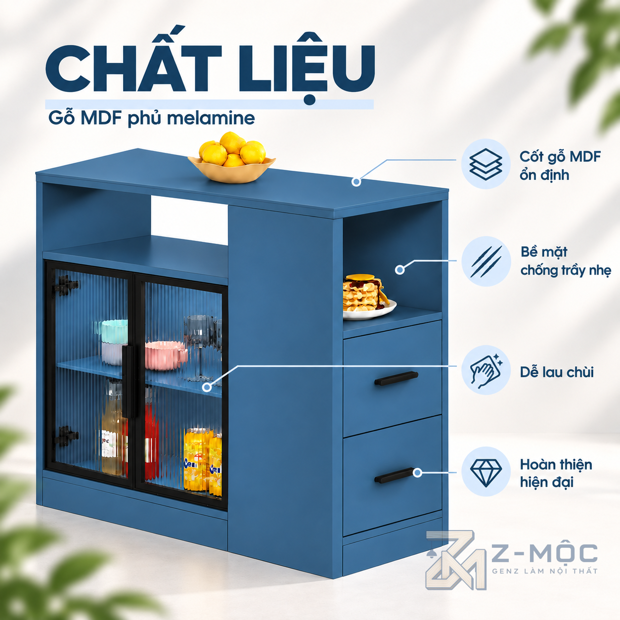 Gỗ MDF phủ melamine bền đẹp, dễ vệ sinh