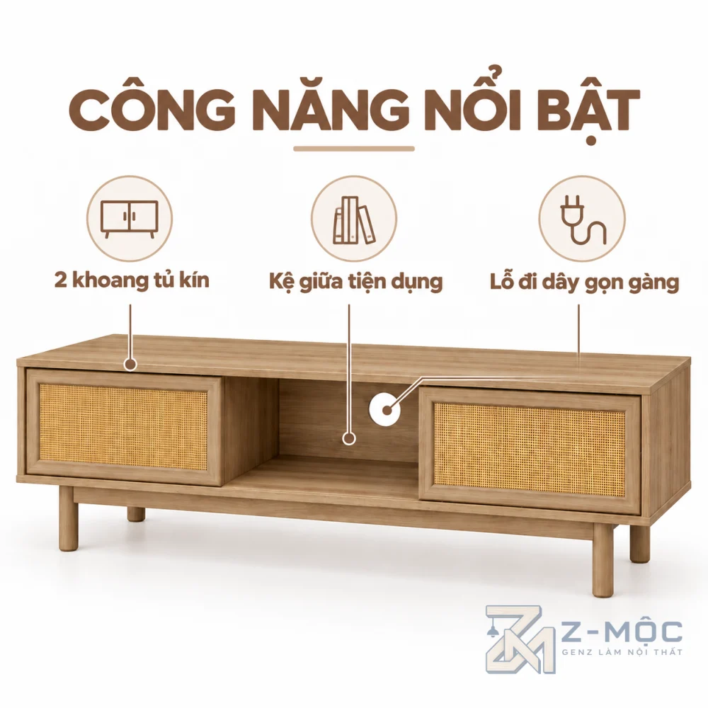 Hai khoang kín và hộc mở tăng khả năng lưu trữ