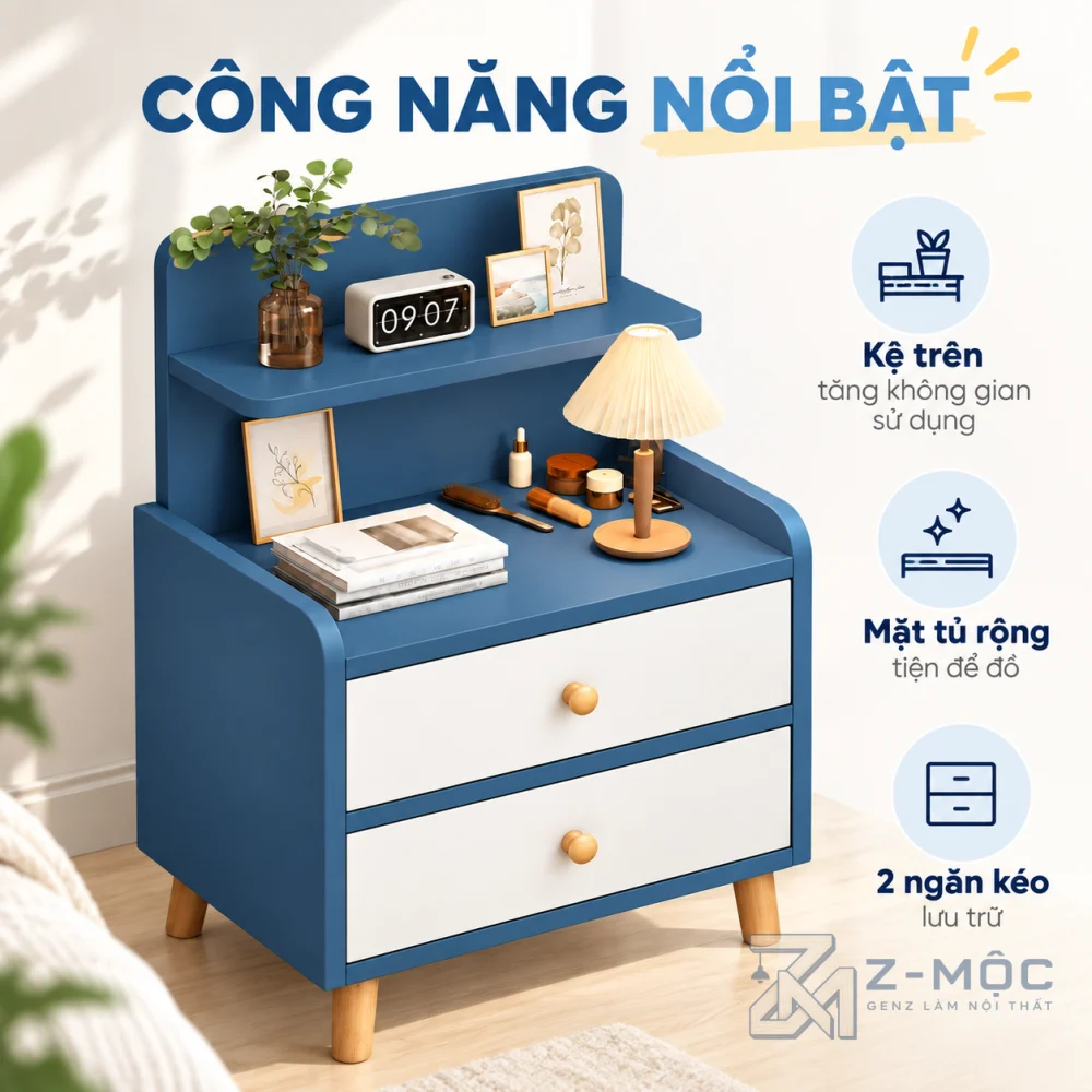 Hai Ngăn Kéo Kết Hợp Kệ Trang Trí Tiện Lợi
