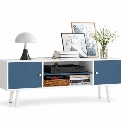 Kệ Tivi Chân Gỗ Thiết Kế Gọn Gàng Hiện Đại ZM-90014