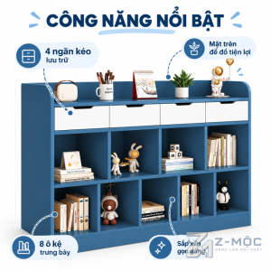 Kết Hợp 4 Ngăn Kéo Và 8 Ô Lưu Trữ Tiện Lợi