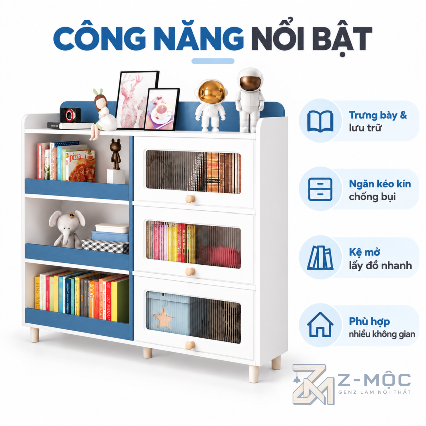 Kết Hợp Kệ Mở Và Cánh Kính Lật Tiện Dụng