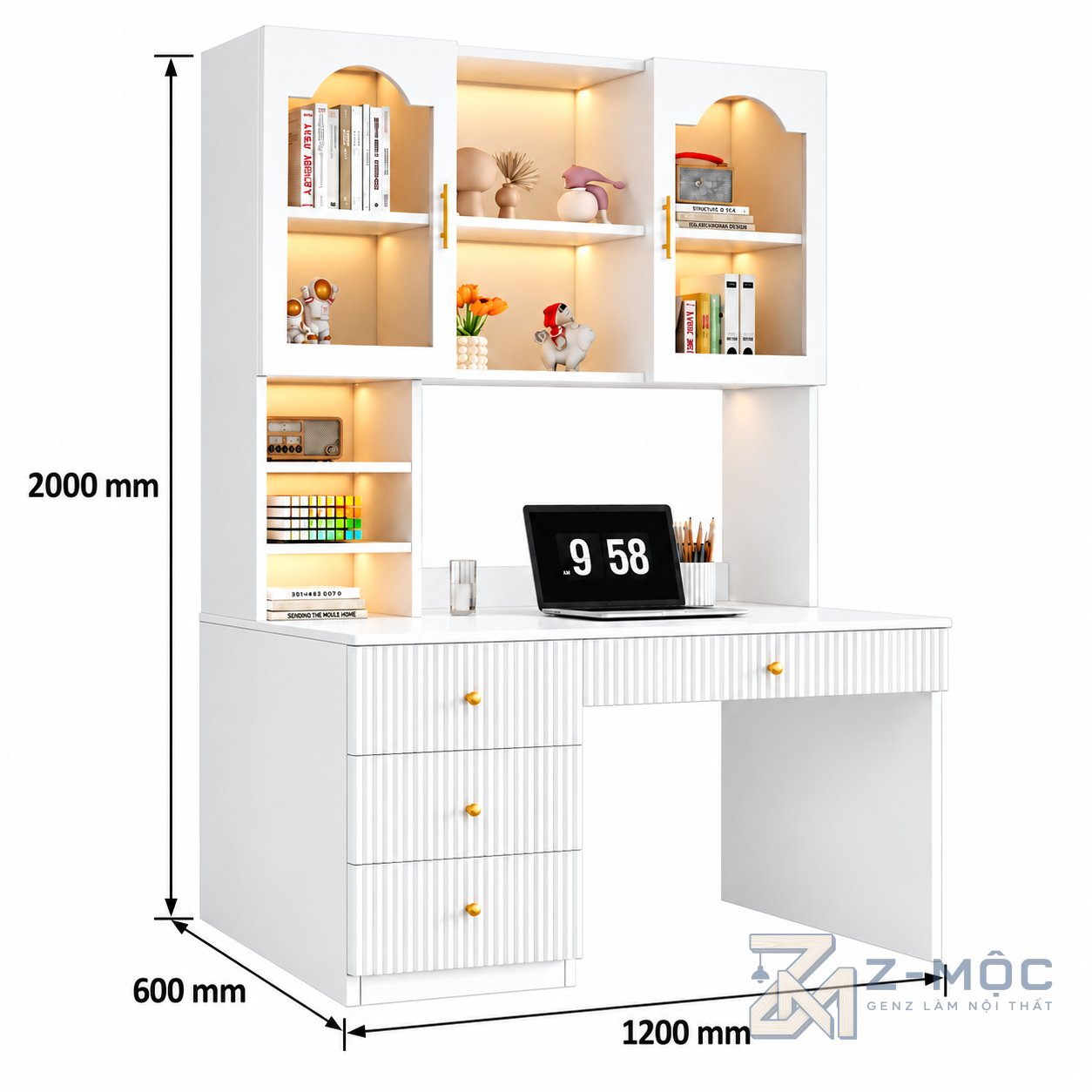 Kích thước chi tiết Bàn Học Và Làm Việc Thiết Kế Hiện Đại Sang Trọng ZM-70091