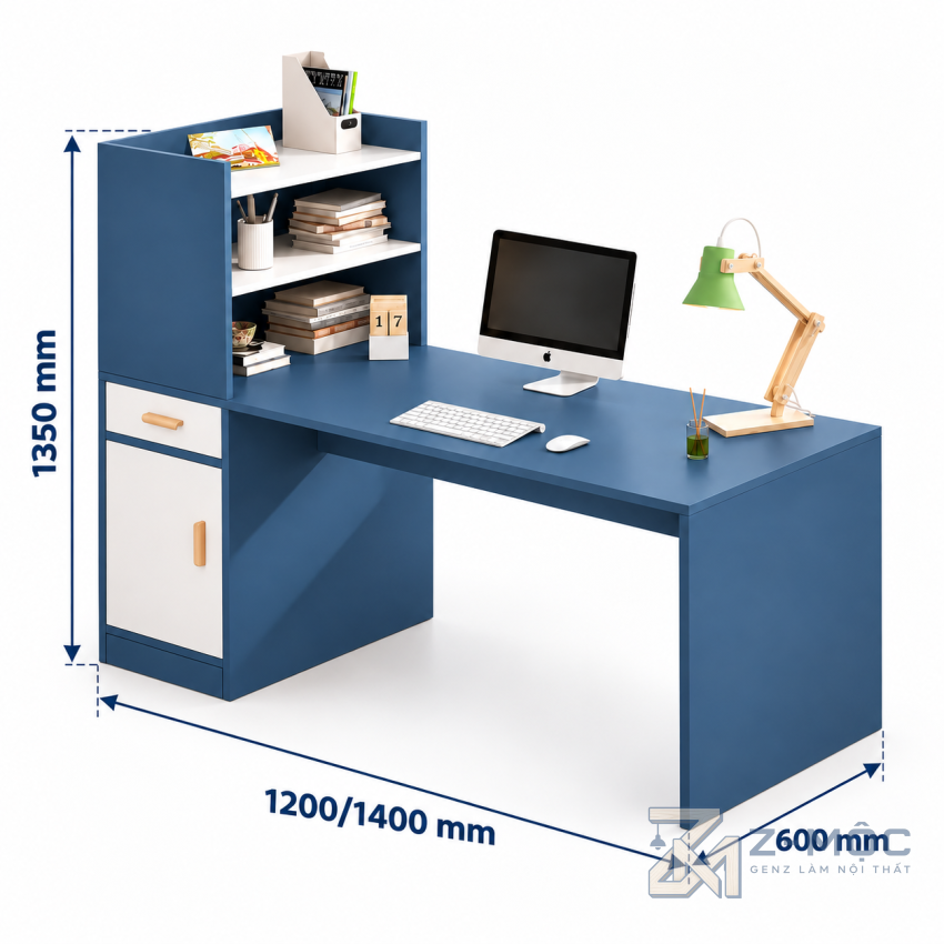 Kích thước chi tiết Bàn Làm Việc Gỗ MDF Nhỏ Gọn Tiện Ích ZM-70100