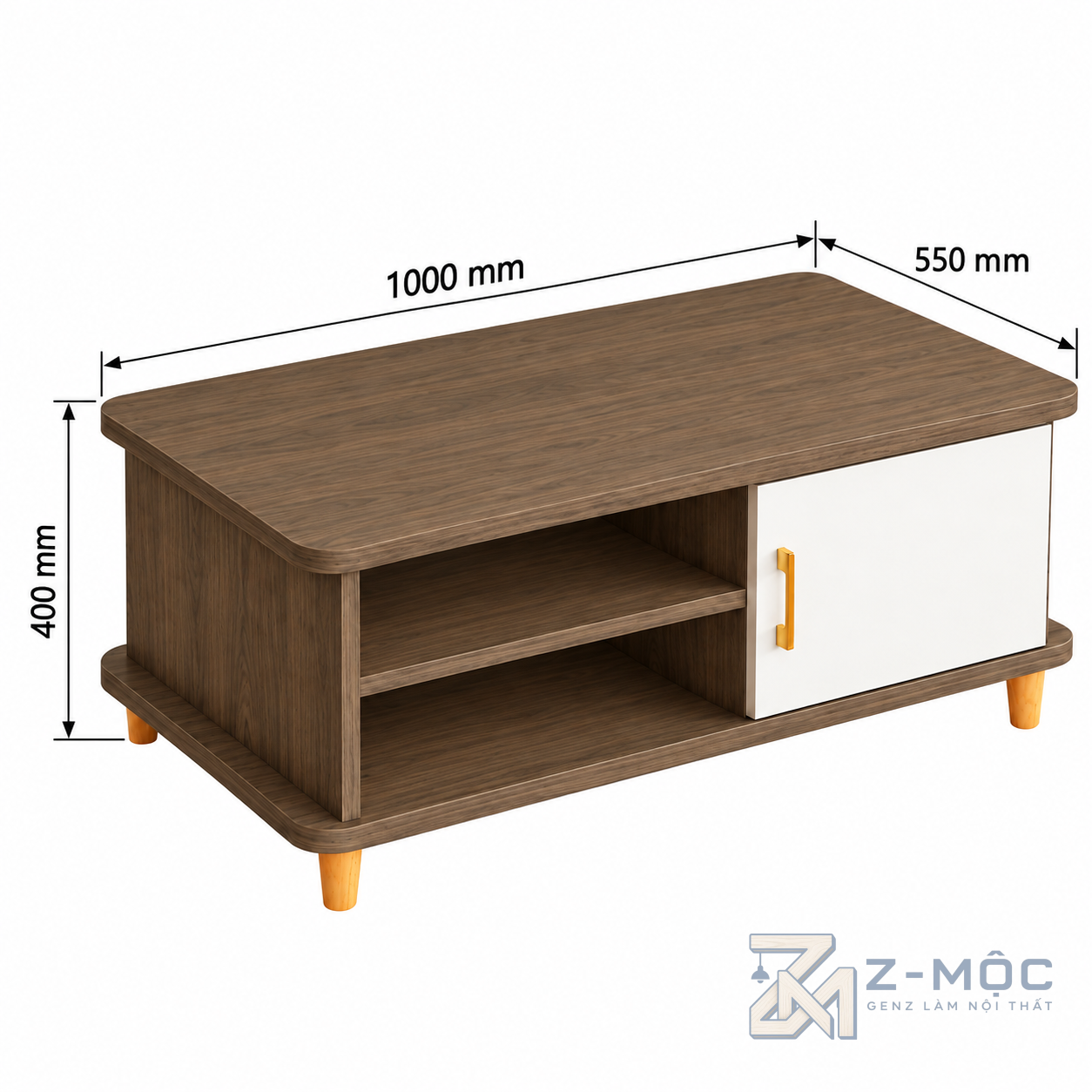 Kích thước chi tiết Bàn Trà Phòng Khách Tiện Dụng Gọn Gàng ZM-91014