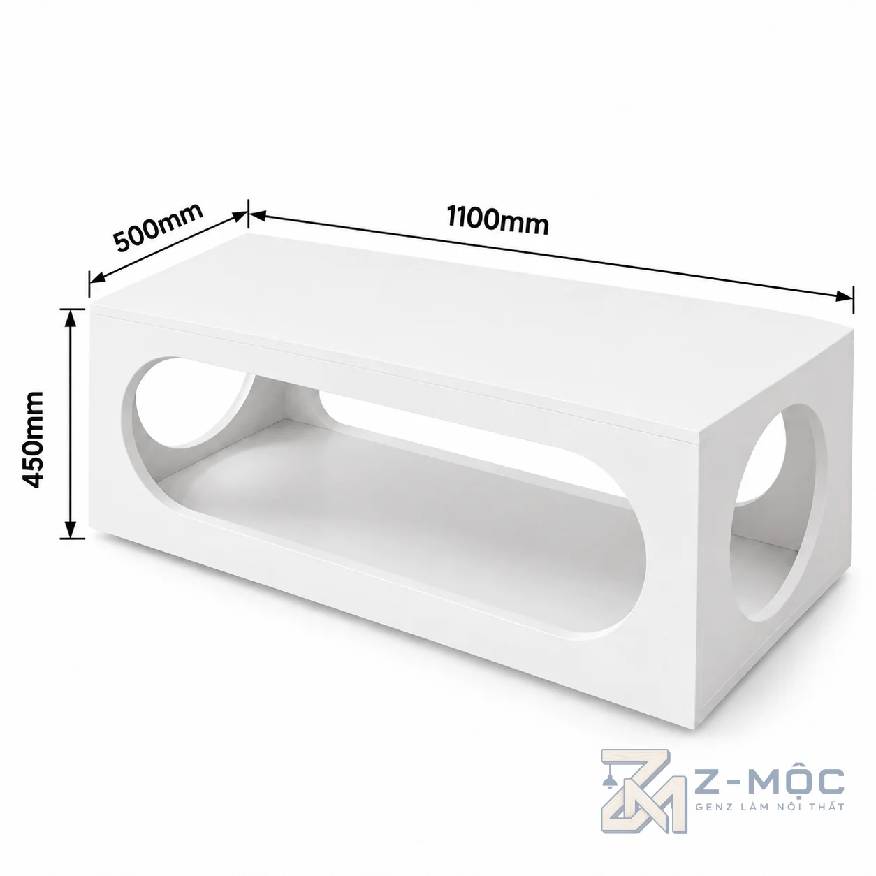 Kích thước chi tiết Bàn Trà Thiết Kế Đơn Giản Nhỏ Gọn Màu Trắng ZM-91009