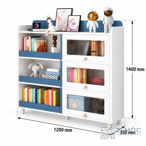 Kích thước chi tiết Giá Sách Cánh Kính Lật Lên Hiện Đại Xanh Trắng ZM-71016 2