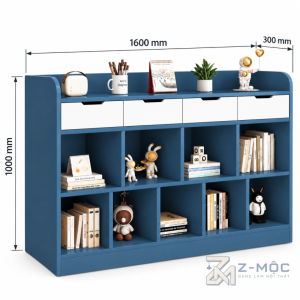 Kích thước chi tiết Kệ Sách Gỗ MDF Nhiều Ngăn Để Đồ Tiện Dụng ZM-71018 3