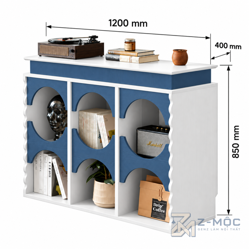 Kích thước chi tiết Kệ Trang Trí Mở Họa Tiết Vòm Thiết Kế Hiện Đại ZM-94031 2