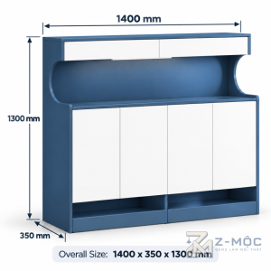 Kích thước chi tiết Tủ Giày 4 Cánh Có Khoang Trang Trí ZM-95016 2