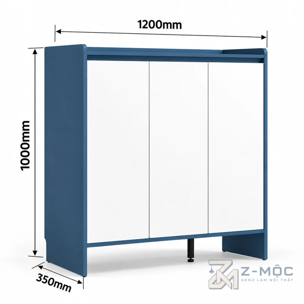 Kích thước chi tiết Tủ Giày Cánh Mở Đơn Giản Hiện Đại 3 Cánh ZM-95014 2