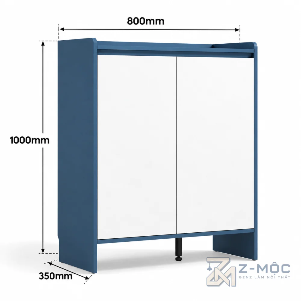 Kích thước chi tiết Tủ Giày Cánh Mở Đơn Giản Hiện Đại 3 Cánh ZM-95014