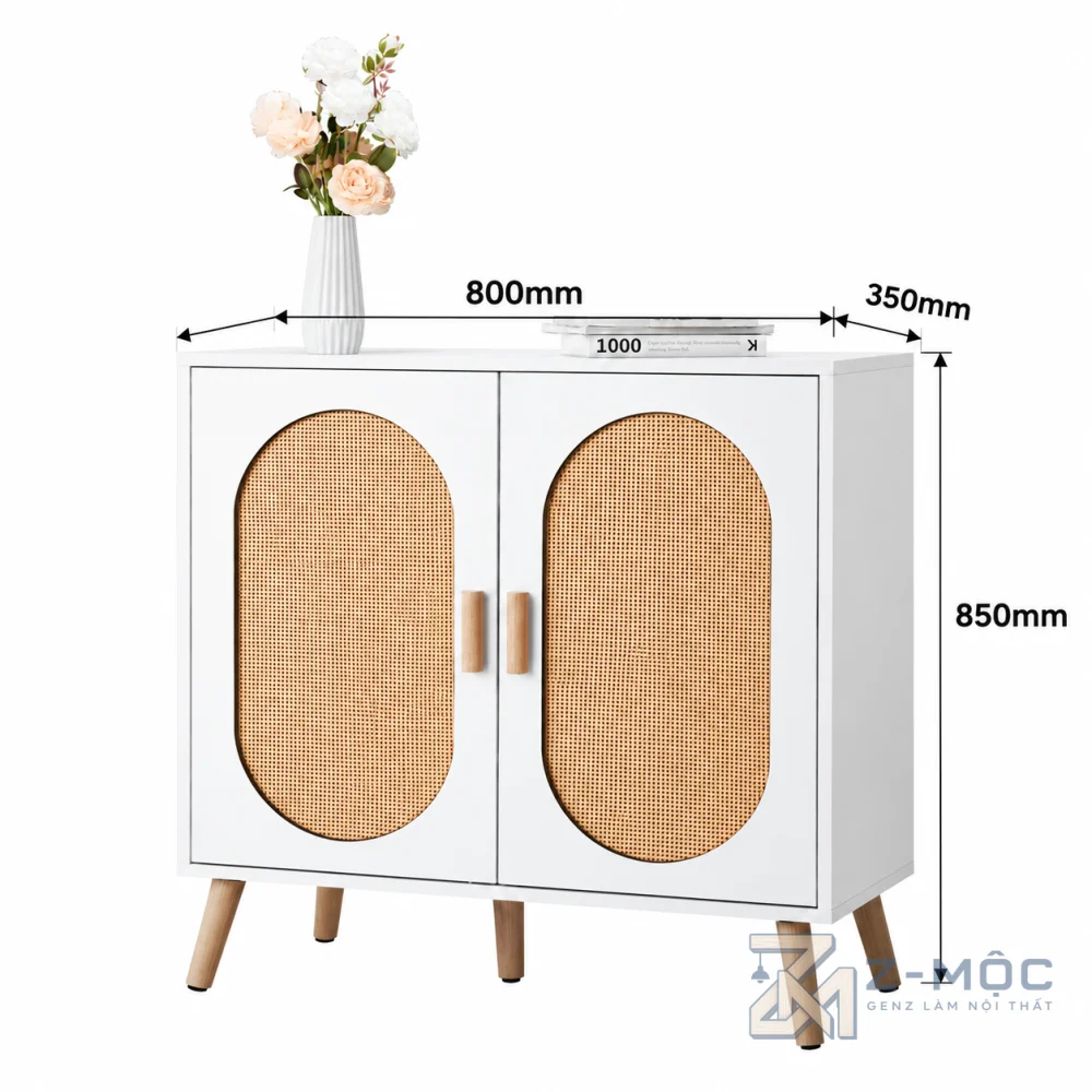 Kích thước chi tiết Tủ Giày Gỗ Công Nghiệp Cánh Mây Đan ZM-95011