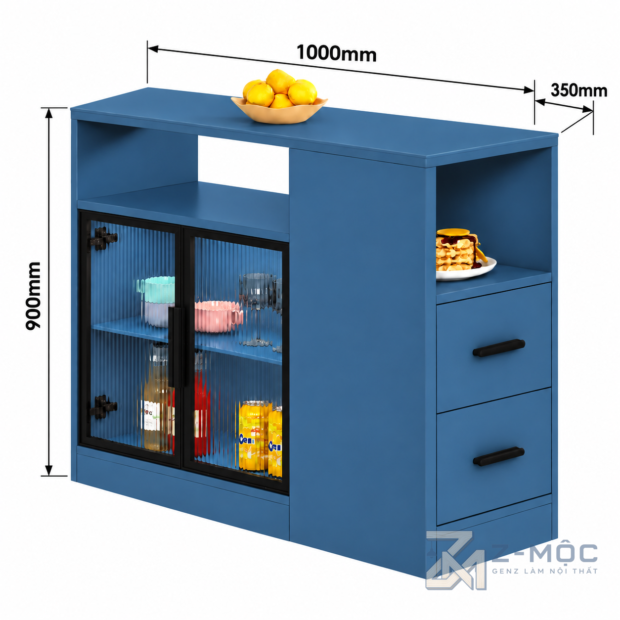 Kích thước chi tiết Tủ Trang Trí Cánh Kính Nhỏ Gọn Hiện Đại ZM-94029