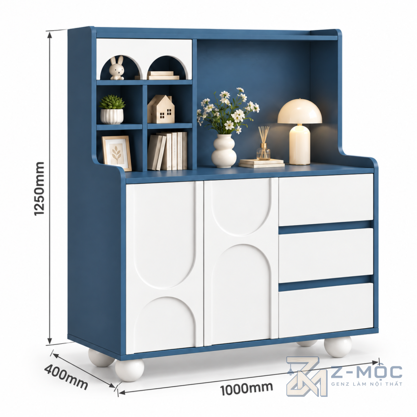 Kích thước chi tiết Tủ Trang Trí Gỗ MDF Thiết Kế Độc Đáo Hiện Đại ZM-94032 2