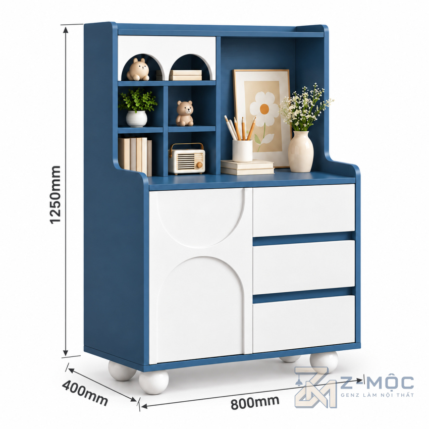 Kích thước chi tiết Tủ Trang Trí Gỗ MDF Thiết Kế Độc Đáo Hiện Đại ZM-94032