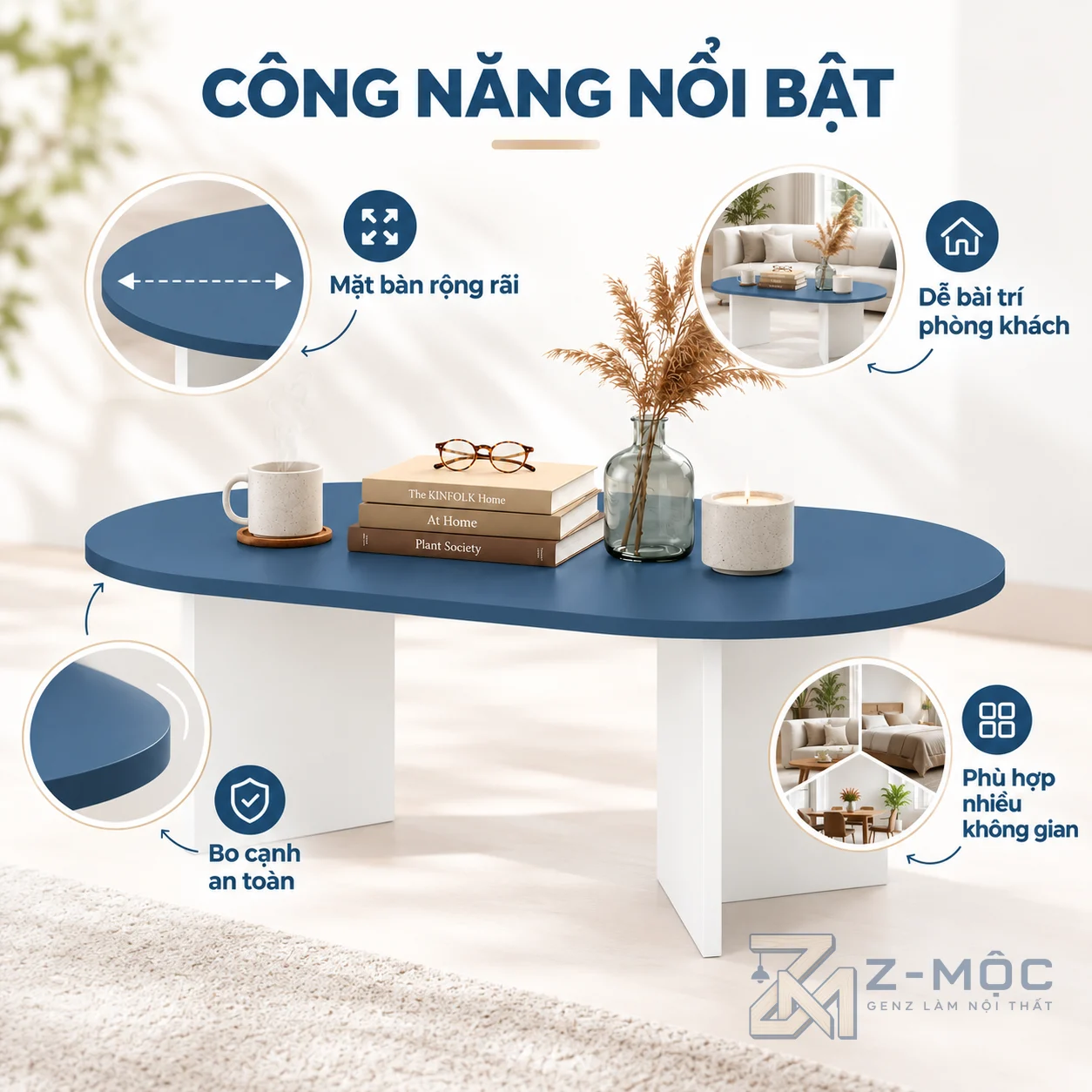 Mặt bàn rộng, tiện cho sinh hoạt hàng ngày