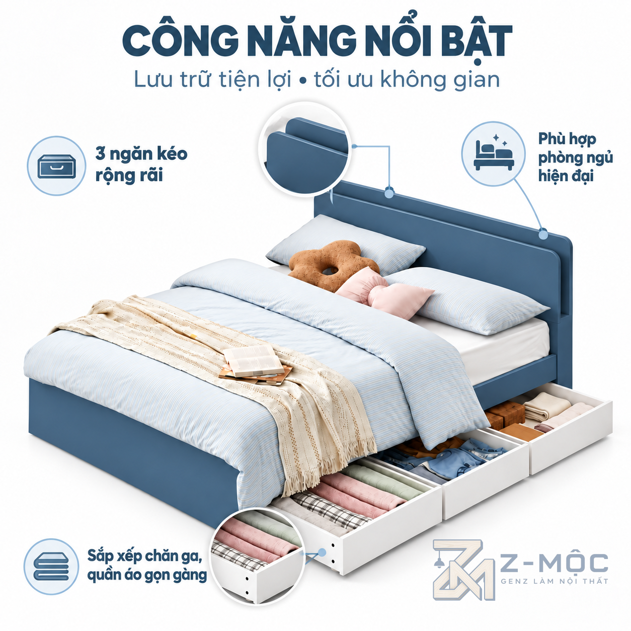 Ngăn kéo dưới gầm tăng khả năng lưu trữ