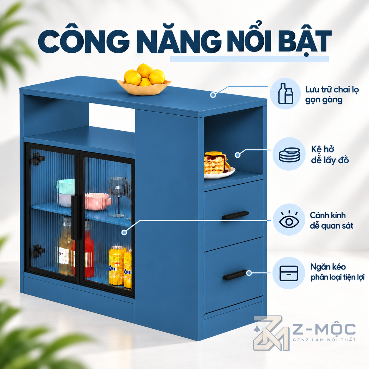 Nhiều ngăn chứa, tiện sắp xếp đồ dùng