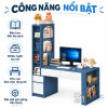 Nhiều ngăn kéo và kệ sách giúp lưu trữ gọn gàng