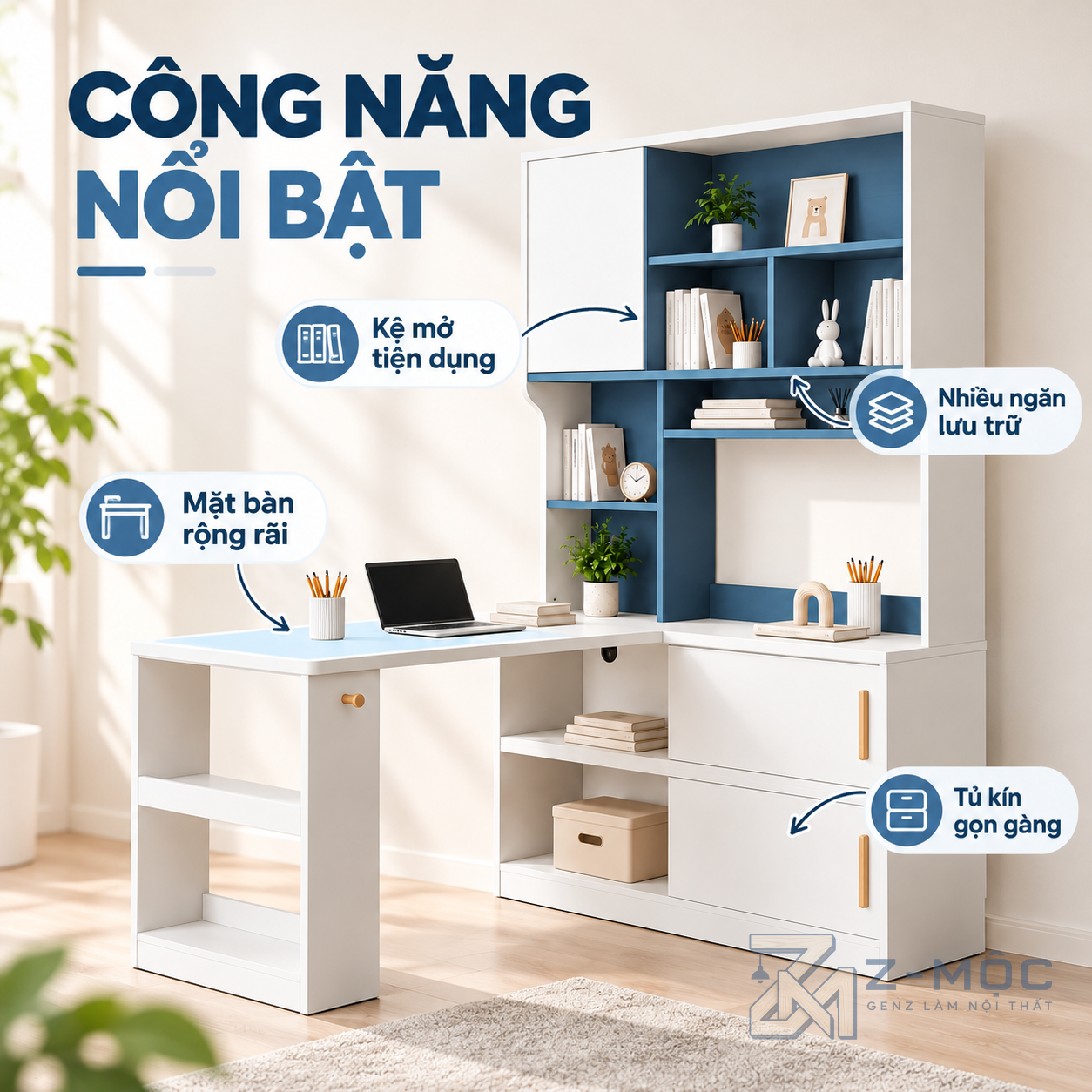 Nhiều ngăn lưu trữ, sắp xếp đồ dùng thuận tiện