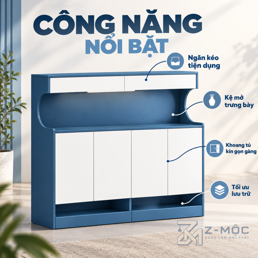 Nhiều ngăn lưu trữ, thuận tiện sắp xếp giày dép