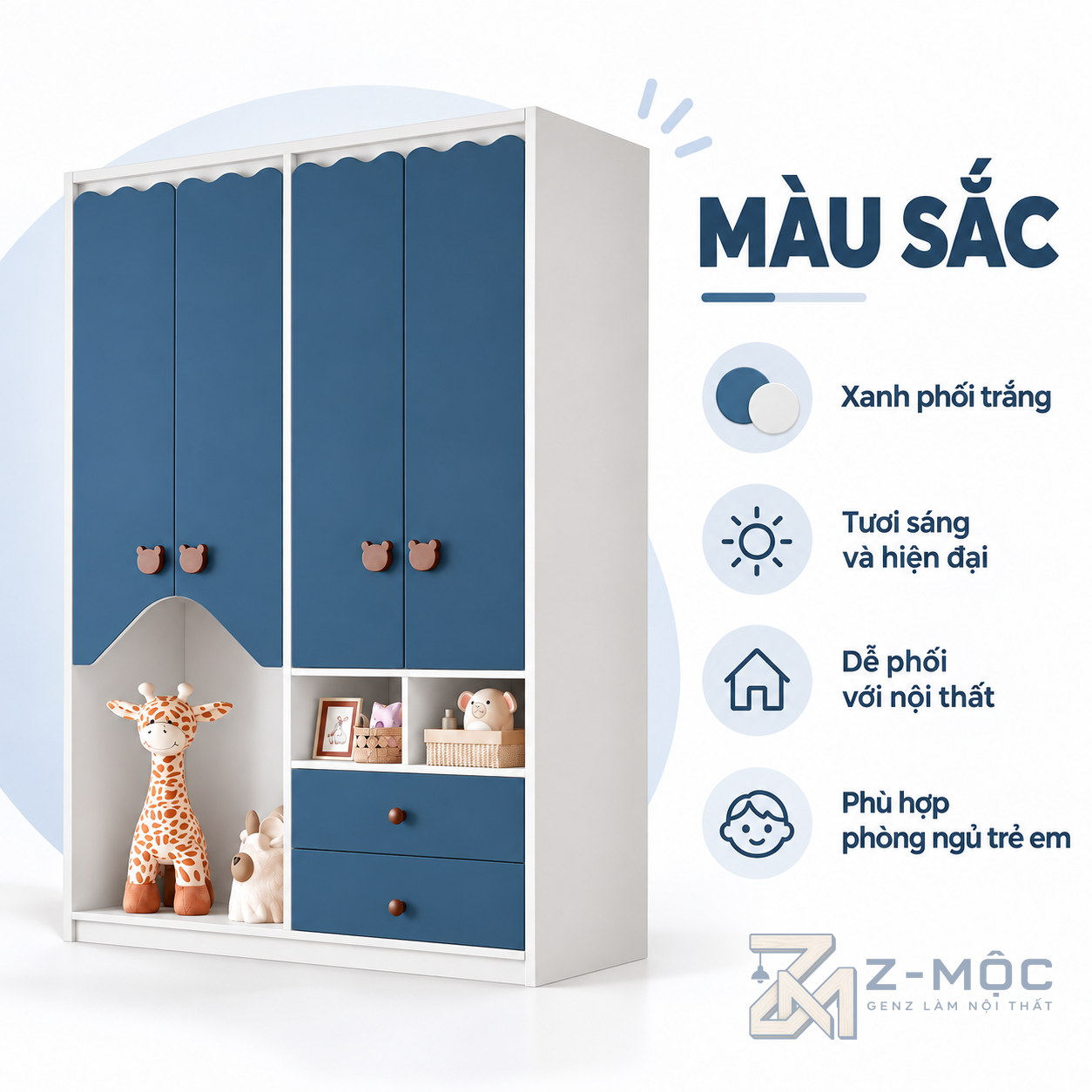 Phù hợp nhiều cách bố trí phòng trẻ em
