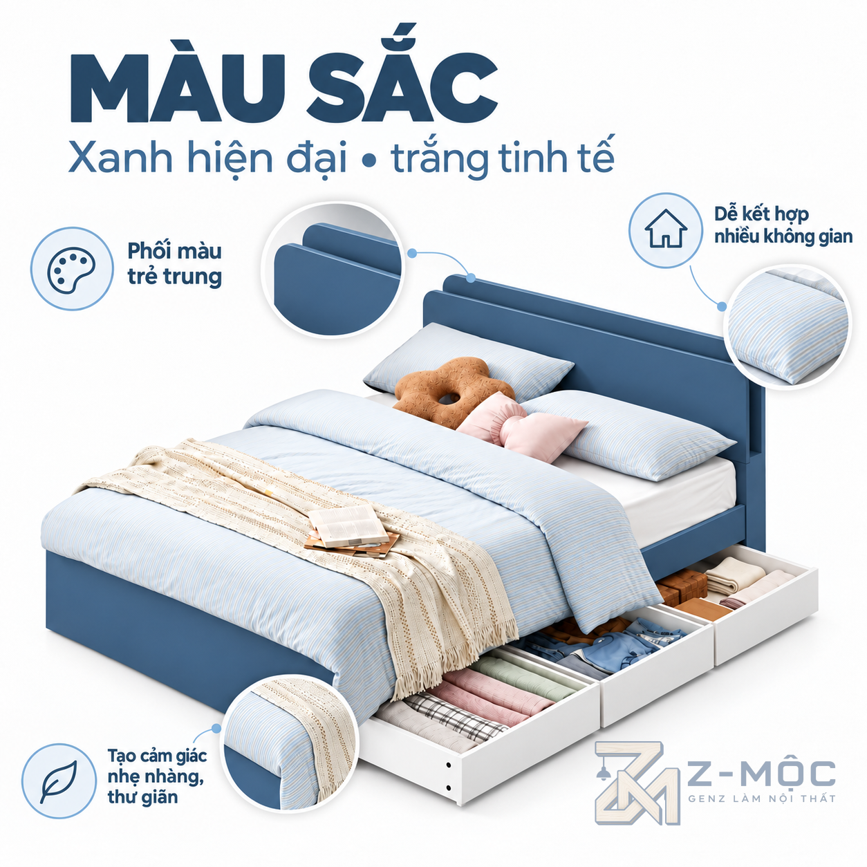 Phù hợp với phòng ngủ nhỏ và căn hộ