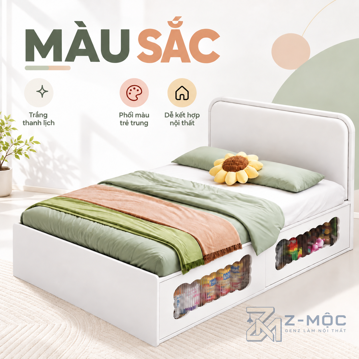 Phù hợp với phòng ngủ trẻ em diện tích nhỏ