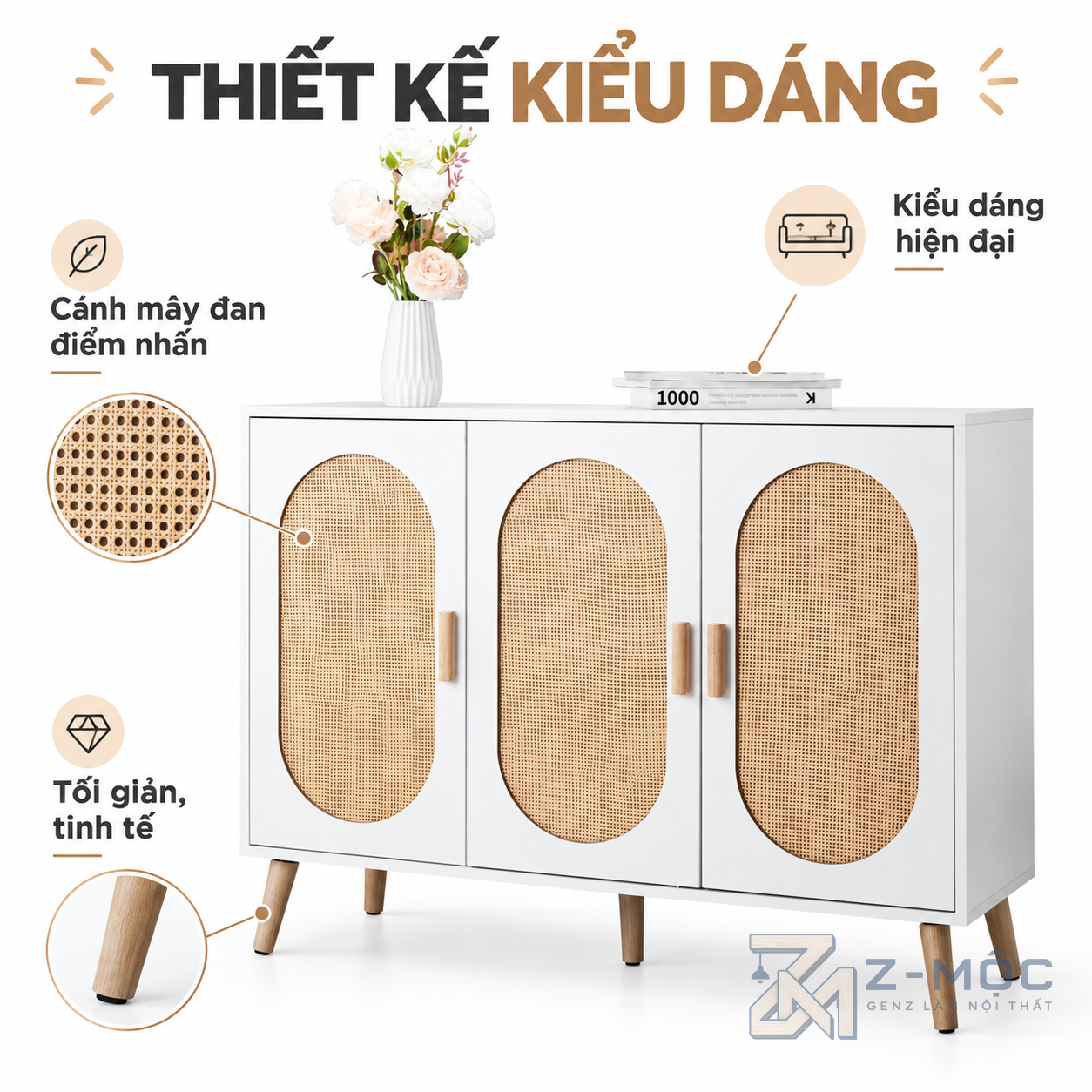 Thiết kế 3 cánh gọn gàng, dễ nhận diện
