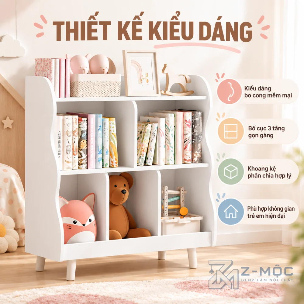 Thiết kế bo cong nhẹ, phù hợp với phòng của bé
