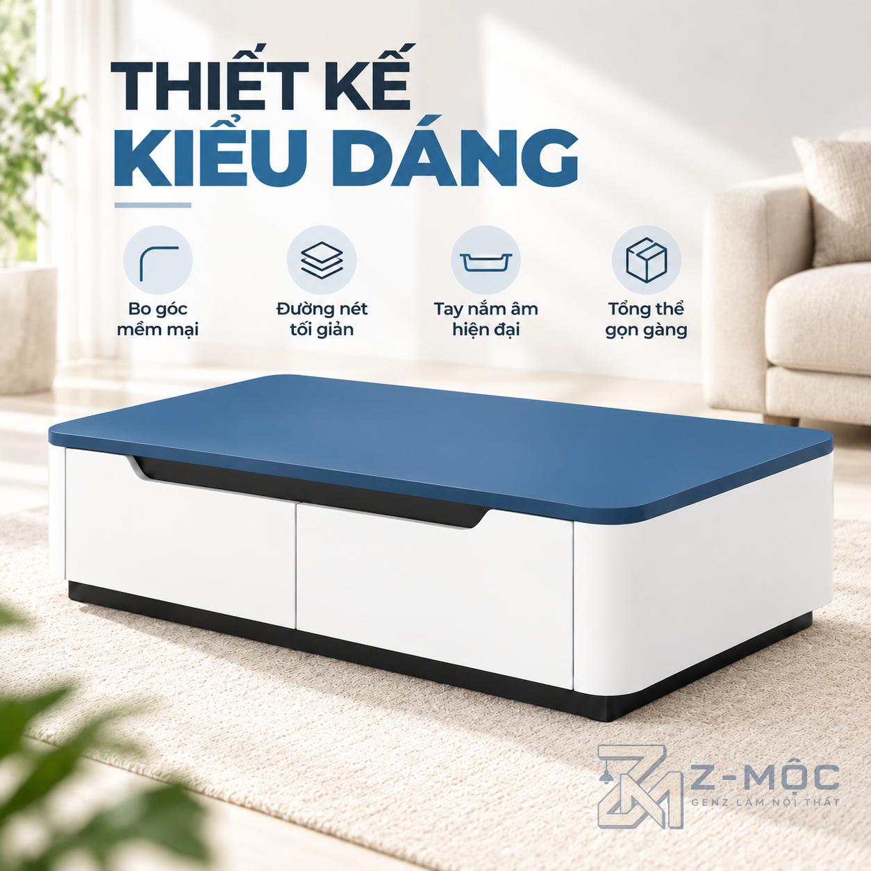Thiết Kế Bo Góc Mềm Mại, Phối Màu Xanh Trắng Nổi Bật