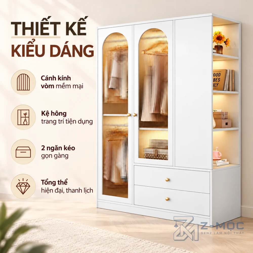 Thiết kế cánh kính sọc hình vòm hiện đại